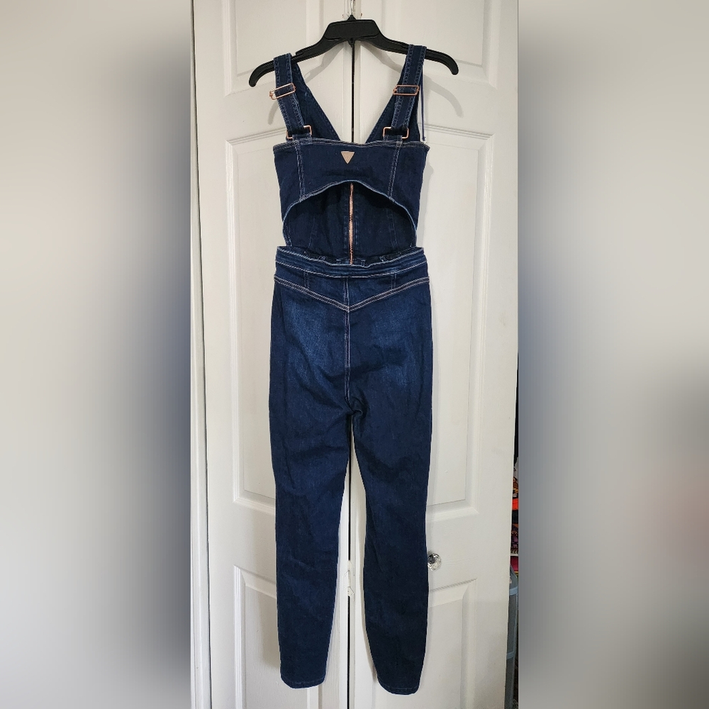 Preowned Guess Women's Dark Blue Denim Jumpsuit. Size 29 - Picture 3 of 5